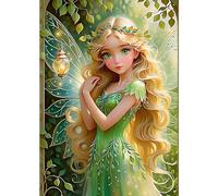 QENSPE 5D Diamond Painting Kits, Butterfly Fairy Diamond Art Kits for Adults, Full Drill Girl Picture Diamond Painting Kits for Beginner Crystal Flowers Picture Art for Home Wall Decor 30x40cm