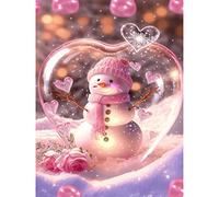 QENSPE 5D Diamond Painting Kits for Adults, Snowman Diamond Art Kits Full Drill Love Diamond Painting Romantic Kit for Kids Beginners, DIY Crystal Picture Art for Home Wall Decor 30x40cm