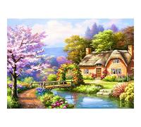 QENSPE 5D Diamond Painting Village Landscape Diamond Art Kit, Full Drill DIY Scenery Diamond Dots Painting for Adults Beginners, Crystal Rhinestone Art Home Wall Decor 12x16 in / 30x40cm