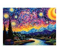 QENSPE 5D Starry Sky Diamond Painting Kits, Diamond Art Kits for Adults, Full Drill Landscape Diamond Painting Kits for Beginner Crystal Flowers Picture Art for Home Wall Decor 30x40cm