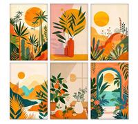 QENSPE 6 Pack Paint by Numbers Kit, Stretched Canvas Boards for Painting for Adults, Wrinkle-Free Acrylic Oil Painting for Students Beginners, Drawing Party Supplies, Plants Landscape (20x30 cm)