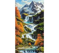 QENSPE 70x40cm Large Landscape Diamond Painting Kits for Adults,Snowy Mountain Waterfall Diamond Art Kit,5D Crystal Art Kits,Full Drill Gem Art Craft Kit, Diamond Dot Kits for Home Decor