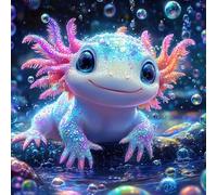 QENSPE Axolotl Diamond Art Kits Adults 5d Diamond Painting Cartoon for Beginners Gem Art Full Round Crystal Embroidery Painting DIY Crafts Home Wall Decor (12x12 inch Canvas)