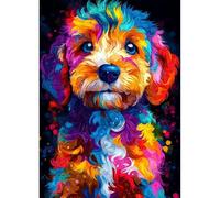 QENSPE Colourful Dog Diamond Art Kits Adults 5d Diamond Painting Puppy for Beginners Gem Art Full Round Crystal Canvas Painting DIY Crafts Home Wall Decor 12x16 inch Canvas