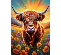 QENSPE Diamond Art Kits Adults Highland Cow Diamond Painting Kit Complete, DIY Full Drill Diamond Painting Animal Set Beginners Crystal Rhinestones Embroidery Kit Home Wall Decor 30x40cm