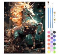 QENSPE Horse Paint by Numbers Kit, Abstract Animal Paint by Numbers for Adult, DIY Paint by Number for Beginners with Brushes Wall Art Decor s 16x20inch / 40x50cm, Frameless