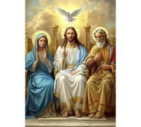 QENSPE Jesus Diamond Art Kits Adults 5d Diamond Painting Virgin Mary for Beginners Holy Trinity Gem Art Full Round Crystal Canvas Painting DIY Crafts Home Wall Decor 12x16 inch Canvas