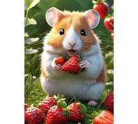 QENSPE Mouse Diamond Painting Kits for Adults, 5D Full Drill Diamond Art Strawberry Animal Round Diamond Dots Gem Arts Crystal Cross Stitch for Home Wall Decoration (12x16in)