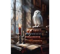 QENSPE Owl Diamond Painting Kits for Adults, Library Diamond Art Kits Adults,5D Crystal Art Kits,Full Drill Gem Art Craft Kit, Diamond Dot Kits for Home Decor (30x40cm) 12x16in