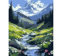 QENSPE Paint by Numbers for Adults - 16x20 Inch Alps Paint by Number Colored Canvas Kits for Students Beginner Without Frame, Landscape Acrylic Oil Painting DIY Craft for Gift Home Wall Decor
