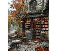 QENSPE Paint by Numbers for Adults - 16x20 Inch Cafe Paint by Numbers Canvas Kits for Students Beginner Without Frame, Riverside Acrylic Oil Painting DIY Craft for Gift Home Wall Decor