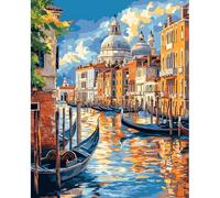 QENSPE Paint by Numbers for Adults - 16x20 Inch Venice Paint by Numbers Canvas Kits for Students Beginner Without Frame, River Acrylic Oil Painting DIY Craft for Gift Home Wall Decor