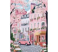 QENSPE Paris Diamond Art Kits Adults 5d Diamond Painting Street for Beginners Gem Art Full Round Crystal Embroidery Painting DIY Crafts Home Wall Decor (12x16 inch Canvas)