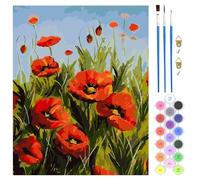QENSPE Peace Flower Paint by Numbers for Adults, Beginner Painting by Number Kits On Canvas, DIY Color Oil Painting Acrylic Paints, Frameless Home Wall Decor 40x50cm/16x20in