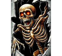 QENSPE Skeleton Diamond Art Kits for Adults Beginners, Halloween Diamond Painting Kit Adult, 5D Full Drill Spooky Diamond Dot Gem Art Crystal Home Wall Decor Crafts Gift 16x12 Inch Canvas