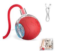 QentAnud Interactive Cat Toys for Indoor Cats, 2025 New Interactive Cat Toys, Intelligent Automatic Rolling Pet Ball, Automatic Obstacle Avoidance Cat Toy Ball with Rope, Three Modes Adjustment (red)