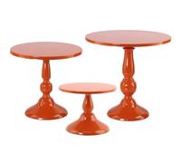 QENUIITEA Set of 3 Orange Cake Stands, Metal Round Cake Holder Dessert Pie Pizza Display Stand 8" 10" 12" Serving Tray Halloween Decoration for Wedding Celebration Party Birthday Baby Shower