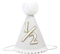 QENWWENG White Half Birthday Hat -Baby 1/2 Birthday Cone Hat,Six Months Birthday Decorations,Baby Party Supplies