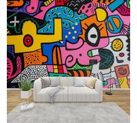 QEODAH Abstract Wallpaper for Living Room, Colourful Pop Art Wall Art for Bedroom, Modern Geometric Wall Murals for Bedrooms, Renter Friendly Removable Waterproof Photo Wallpaper 3D, 100x70 cm
