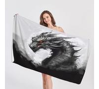 QEODAH Dragon Beach Towel, Microfibre Towel, Fantasy Animal Beach Towels, Quick Dry & Sand Free & Lightweight & Super Absorbent Towel for Travel, Gym, Bath, Swimming, Beach Blanket, 100 x 180 cm