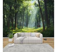 QEODAH Forest Mural Wallpaper for Living Room, Nature Landscape Wall Art for Bedroom, Green Tree Wall Murals for Bedroom, Renter Friendly Removable Waterproof Non-Woven Photo Wallpaper 3D, 400x280 cm