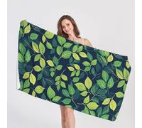 QEODAH Green Leaf Beach Towel, Microfibre Towel, Plant Beach Towels for Kids, Quick Dry & Sand Free & Lightweight & Super Absorbent Towel for Travel, Gym, Bath, Swimming, Beach Blanket, 75 x 150 cm