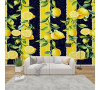 QEODAH Lemon Wallpaper for Living Room, Bright Yellow Fruit Wall Art for Bedroom, Kitchen Lemons Wall Murals for Bedrooms, Renter Friendly Removable Waterproof Non-Woven Photo Wallpaper 3D, 250x175 cm