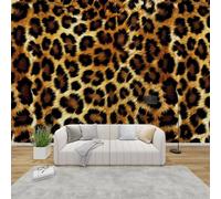 QEODAH Leopard Print Wallpaper for Living Room, Cheetah Wall Art for Bedroom, Animal Print Wall Murals for Bedrooms, Renter Friendly Removable Waterproof Non-Woven Photo Wallpaper 3D, 100x70 cm