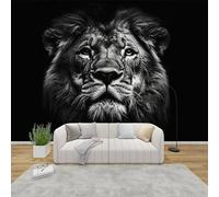 QEODAH Lion Wallpaper for Living Room, Wild Animal Wall Art for Bedroom, 3D Lion Wildlife Wall Mural, Renter Friendly Removable Waterproof Non-Woven Photo Wallpaper 3D, 350x256 cm