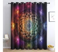 QEODAH Mandala Blackout Curtains for Bedroom - Chakra Meditation Indian Zen Yoga Living Room Curtains 66x90 Eyelet - Soft Thermal Insulated Patterned Drapes for Windows - 2 Panels