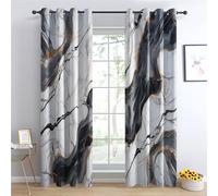 QEODAH Marble Bedroom Curtains Blackout - Modern Abstract White and Grey Marble Living Room Curtains 54x90 Eyelet - Soft Thermal Insulated Patterned Drapes for Windows - 2 Panels