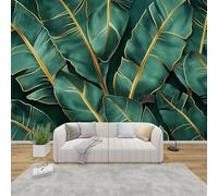 QEODAH Tropical Leaf Mural Wallpaper for Living Room, Banana Leaf Wall Art for Bedroom, Hawaiian Wall Murals for Bedrooms, Renter Friendly Removable Waterproof Non-Woven Photo Wallpaper 3D, 300x210 cm