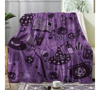 QEODAH Witchy Blanket, Fleece Blanket for Bed, Throws for Sofas Armchairs, Witchcraft Throw Blanket, Fluffy Soft Warm Flannel Throw for Kids, Adults, Couch, Travel, Camping (Twin/Double 150x200 cm)