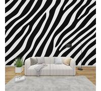 QEODAH Zebra Print Wallpaper for Living Room, Black and White Wall Art for Bedroom, Animal Print Wall Murals for Bedrooms, Renter Friendly Removable Waterproof Non-Woven Photo Wallpaper 3D, 100x70 cm