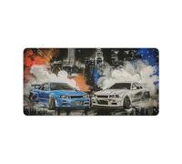 QEOPGNE Graffiti JDM Car Large Mouse Pad Japanese Anime Racing Car Mousepad Gaming Aesthetic R34 R32 Cool Desk Mat for Keyboard and Mouse Mat Non-Slip Rubber Desk Pad 23.6 x 11.8 Inch