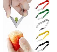 Qeortohers Strawberry Huller Stem Remover,Multifunctional Pineapple Eye Remover,Multi-functional Fruit and Vegetable Stem Remover Clip,Quickly Cut and Remove Stems From Fruits Tool for Kitchen