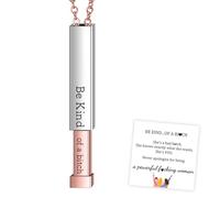 QEOTOH Be Kind...Of A Bitch - Hidden Message Necklace, Stainless Steel 3D Engraving Vertical Bar Necklace, Funny Sayings Swearing Necklace, Inspirational Jewelry Gifts for Women Girls (Rose Gold)