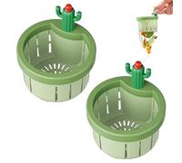 QEOTOH Cactus Kitchen Sink Drain Strainer, Press Automatic Dumping Basket, Multi-Functional Kitchen Waste Collector Filter, Anti Clogging Sink Net, Universal for 3 inch/7.6cm Sink (Green,2PCS)