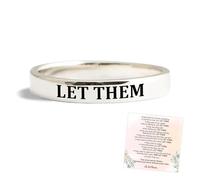 QEOTOH Let Them Ring, Let Them Stainless Steel Engraved Stackable Ring, Inspirational Motivational Friendship Gift Jewelry for Women, Girls, Besties, Sisters, Best Friends (Silver,12)