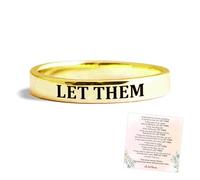 QEOTOH Let Them Ring, Let Them Stainless Steel Engraved Stackable Ring, Inspirational Motivational Friendship Gift Jewelry for Women, Girls, Besties, Sisters, Best Friends (Gold,7)