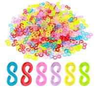 QEQSHQO Pack of 500 Colourful S-Clips Fasteners for Loom Bands DIY Accessory Set for Children