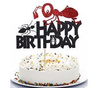 Qerleny black ant cake topper ant theme happy birthday cake decoration ant theme children's party decoration