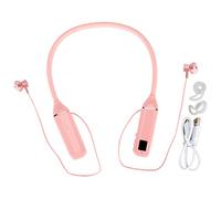 QERLONG Bluetooth Neckband Headphone LED Power Display Memory Card Playback Magnetic Earbuds Headset with RGB Backlight Stereo Sound for Music Lovers Silicone Material (Pink)