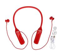 QERLONG Bluetooth Neckband Headphone LED Power Display Memory Card Playback Magnetic Earbuds Headset with RGB Backlight Stereo Sound for Music Lovers Silicone Material (Red)