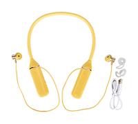 QERLONG Bluetooth Neckband Headphone LED Power Display Memory Card Playback Magnetic Earbuds Headset with RGB Backlight Stereo Sound for Music Lovers Silicone Material (Yellow)