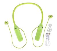 QERLONG Bluetooth Neckband Headphone LED Power Display Memory Card Playback Magnetic Earbuds Headset with RGB Backlight Stereo Sound for Music Lovers Silicone Material (Green)