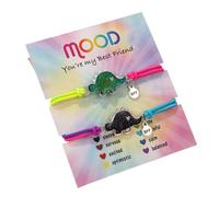 Qermolas Best Friend Black Mood Color Changing Bracelets Adjustable Braided Rope BFF Friendship Temperature Sensing Gift for Women, M, Stone, no gemstone