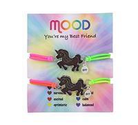 Qermolas Best Friend Black Mood Color Changing Bracelets Adjustable Braided Rope BFF Friendship Temperature Sensing Gift for Women, M, Stone, no gemstone