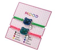 Qermolas Best Friend Black Mood Color Changing Bracelets Adjustable Braided Rope BFF Friendship Temperature Sensing Gift for Women, M, Stone, no gemstone
