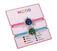 Qermolas Best Friend Black Mood Color Changing Bracelets Adjustable Braided Rope BFF Friendship Temperature Sensing Gift for Women, M, Stone, no gemstone
